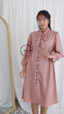 Baju Hamil Menyusui Sarah Dress Polkadot- DRO 212 Rose Gold